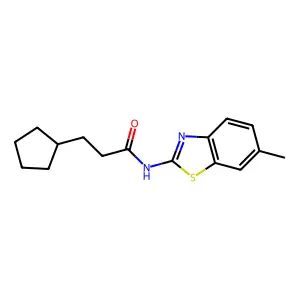 3-cyclopentyl-N-(6-methyl-1,3-benzothiazol-2-yl)propanamide structure