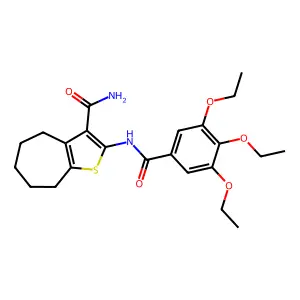 2-[(3,4,5-triethoxybenzoyl)amino]-5,6,7,8-tetrahydro-4H-cyclohepta[b]thiophene-3-carboxamide structure