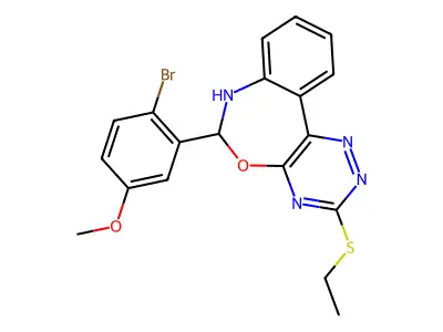 6-(2-bromo-5-methoxyphenyl)-3-ethylsulfanyl-6,7-dihydro-[1,2,4]triazino[5,6-d][3,1]benzoxazepine structure