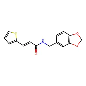 N-Benzo[1,3]dioxol-5-ylmethyl-3-thiophen-2-yl-acrylamide structure