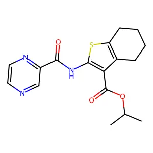 propan-2-yl 2-(pyrazine-2-carbonylamino)-4,5,6,7-tetrahydro-1-benzothiophene-3-carboxylate structure