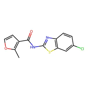 N-(6-chloro-1,3-benzothiazol-2-yl)-2-methylfuran-3-carboxamide structure