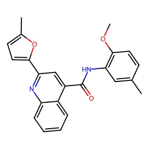 N-(2-methoxy-5-methylphenyl)-2-(5-methylfuran-2-yl)quinoline-4-carboxamide structure