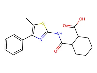 2-[(5-Methyl-4-phenyl-1,3-thiazol-2-yl)carbamoyl]cyclohexanecarboxylic acid structure
