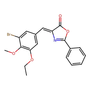 (4E)-4-[(3-bromo-5-ethoxy-4-methoxyphenyl)methylidene]-2-phenyl-1,3-oxazol-5-one structure