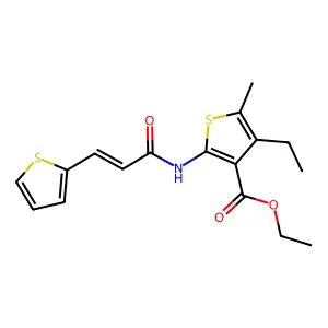 ethyl 4-ethyl-5-methyl-2-[[(E)-3-thiophen-2-ylprop-2-enoyl]amino]thiophene-3-carboxylate structure