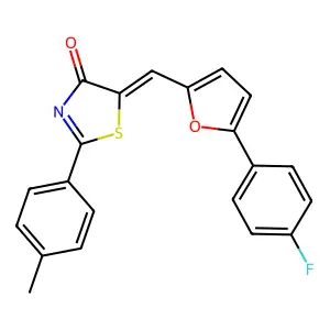 (5Z)-5-[[5-(4-fluorophenyl)furan-2-yl]methylidene]-2-(4-methylphenyl)-1,3-thiazol-4-one structure