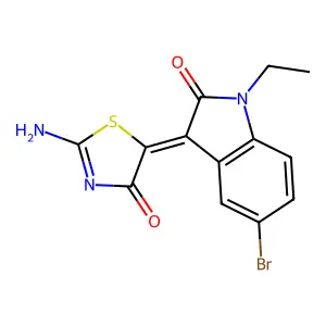 (Z)-5-(5-bromo-1-ethyl-2-oxoindolin-3-ylidene)-2-iminothiazolidin-4-one structure