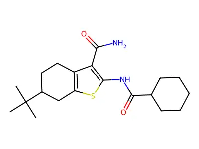 6-(tert-Butyl)-2-(cyclohexanecarboxamido)-4,5,6,7-tetrahydrobenzo[b]thiophene-3-carboxamide structure