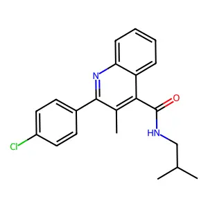 2-(4-chlorophenyl)-3-methyl-N-(2-methylpropyl)quinoline-4-carboxamide structure