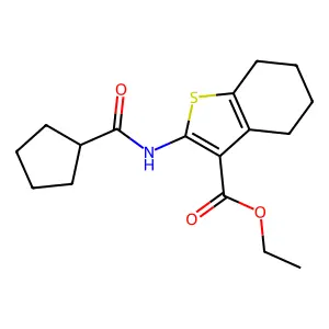 ethyl 2-[(cyclopentylcarbonyl)amino]-4,5,6,7-tetrahydro-1-benzothiophene-3-carboxylate structure