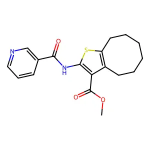 methyl 2-(pyridine-3-carbonylamino)-4,5,6,7,8,9-hexahydrocycloocta[b]thiophene-3-carboxylate structure