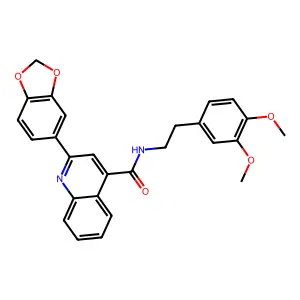 2-(1,3-benzodioxol-5-yl)-N-[2-(3,4-dimethoxyphenyl)ethyl]quinoline-4-carboxamide structure