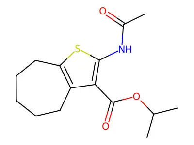 isopropyl 2-(acetylamino)-5,6,7,8-tetrahydro-4H-cyclohepta[b]thiophene-3-carboxylate structure