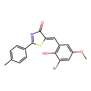 5-(3-bromo-2-hydroxy-5-methoxybenzylidene)-2-(4-methylphenyl)-1,3-thiazol-4(5H)-one structure