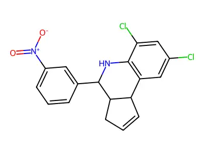 6,8-dichloro-4-{3-nitrophenyl}-3a,4,5,9b-tetrahydro-3H-cyclopenta[c]quinoline structure