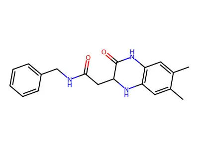 N-benzyl-2-(6,7-dimethyl-3-oxo-1,2,3,4-tetrahydroquinoxalin-2-yl)acetamide structure