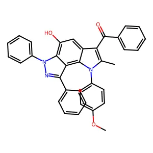 [5-hydroxy-1-(4-methoxyphenyl)-2-methyl-6,8-diphenylpyrrolo[2,3-e]indazol-3-yl]-phenylmethanone structure