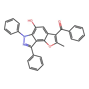 (5-Hydroxy-2-methyl-6,8-diphenylfuro[2,3-e]indazol-3-yl)-phenylmethanone structure