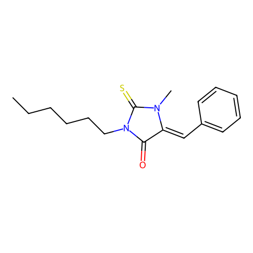 5-Benzylidene-3-hexyl-1-methyl-2-sulfanylideneimidazolidin-4-one structure