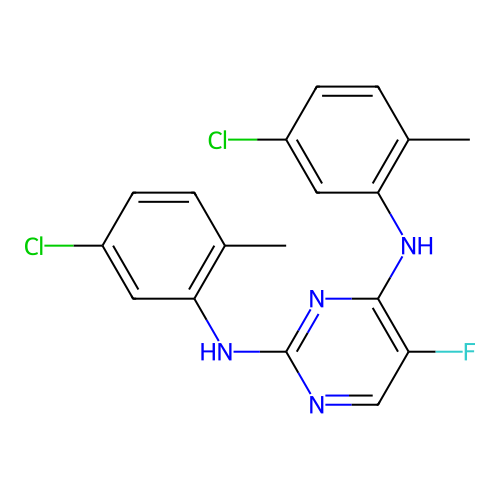 N,N'-bis(5-chloro-2-methylphenyl)-5-fluoropyrimidine-2,4-diamine structure