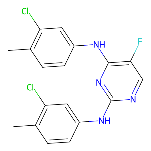 N,N'-bis(3-chloro-4-methylphenyl)-5-fluoropyrimidine-2,4-diamine structure