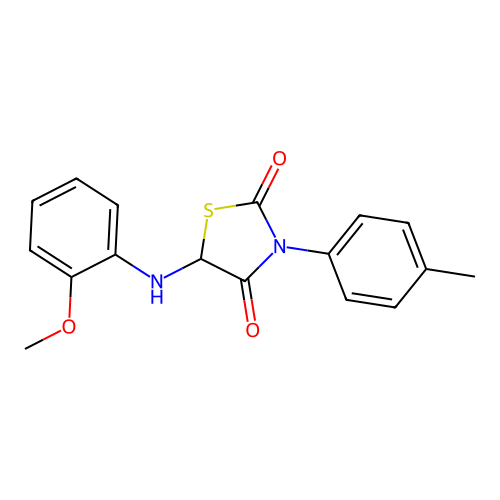 5-[(2-Methoxyphenyl)amino]-3-(4-methylphenyl)-1,3-thiazolidine-2,4-dione structure