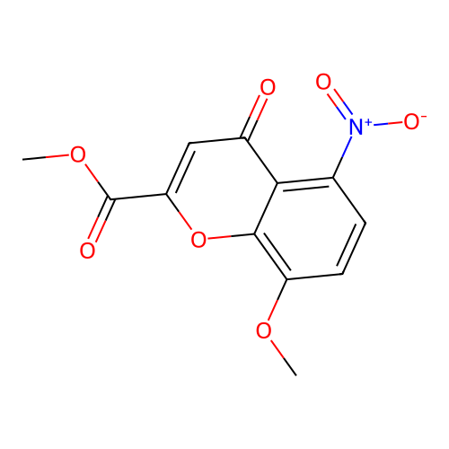 methyl 5-nitro-8-methoxy-4-oxo-4H-chromene-2-carboxylate structure