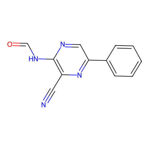 3-Cyano-5-phenyl-2-pyrazinylformamide structure
