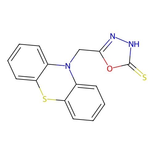 5-(10H-phenothiazin-10-ylmethyl)-1,3,4-oxadiazole-2(3H)-thione structure