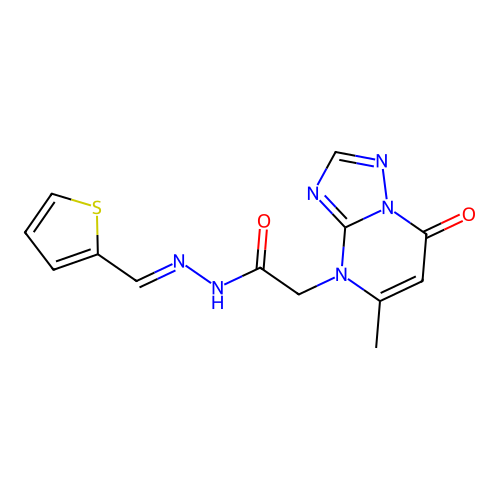 2-(5-methyl-7-oxo[1,2,4]triazolo[1,5-a]pyrimidin-4(7H)-yl)-N'-(2-thienylmethylene)acetohydrazide structure