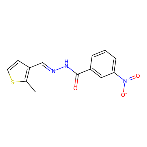 N-[(E)-(2-methylthiophen-3-yl)methylideneamino]-3-nitrobenzamide structure