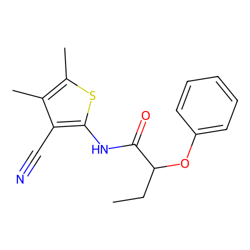 N-(3-cyano-4,5-dimethylthiophen-2-yl)-2-phenoxybutanamide structure