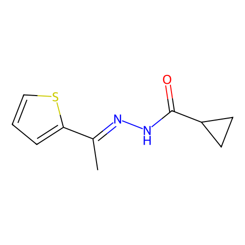 N-(1-thiophen-2-ylethylideneamino)cyclopropanecarboxamide structure