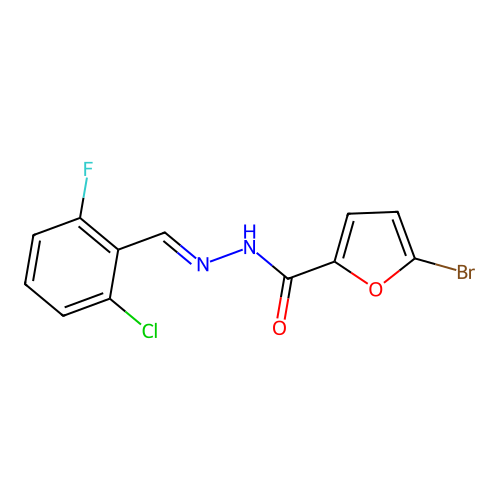 5-bromo-N-[(2-chloro-6-fluorophenyl)methylideneamino]furan-2-carboxamide structure