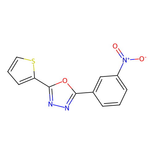 2-(3-Nitrophenyl)-5-(thiophen-2-yl)-1,3,4-oxadiazole structure