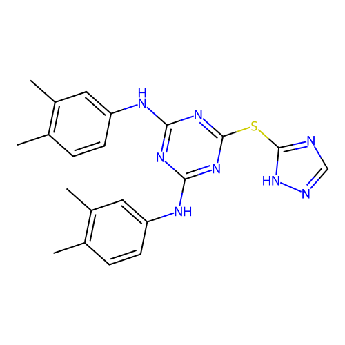{6-(4H-1,2,4-triazol-3-ylthio)-4-[(3,4-dimethylphenyl)amino](1,3,5-triazin-2-y l)}(3,4-dimethylphenyl)amine structure