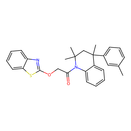 2-(1,3-benzothiazol-2-yloxy)-1-[2,2,4-trimethyl-4-(3-methylphenyl)-3,4-dihydroquinolin-1(2H)-yl]ethanone structure