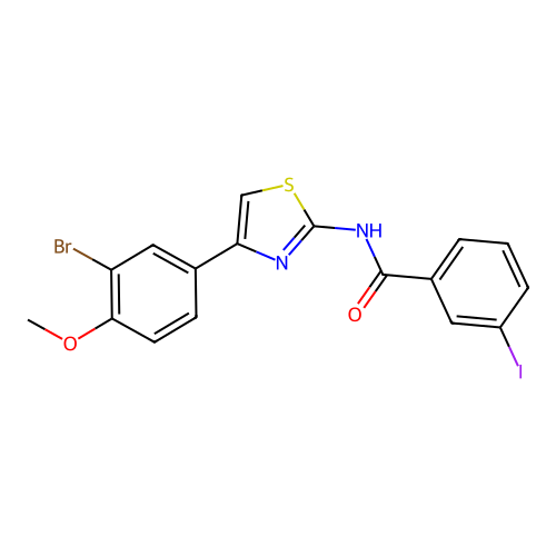 N-[4-(3-bromo-4-methoxyphenyl)-1,3-thiazol-2-yl]-3-iodobenzamide structure