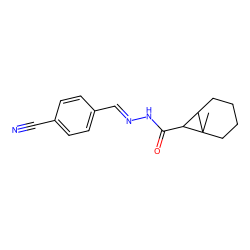 N'-(4-cyanobenzylidene)-1-methylbicyclo[4.1.0]heptane-7-carbohydrazide structure