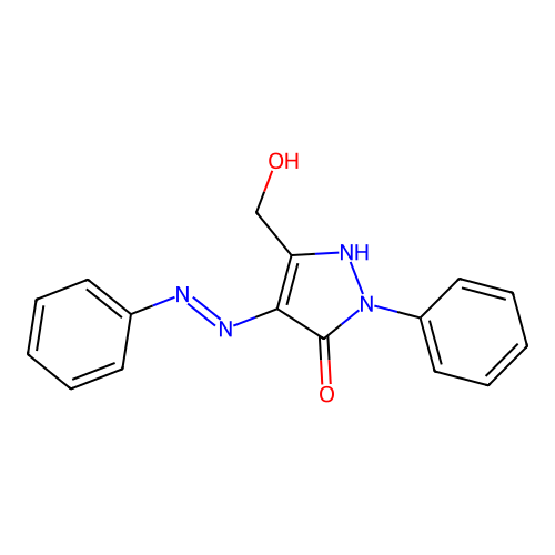 1H-Pyrazole-4,5-dione, 3-(hydroxymethyl)-1-phenyl-, 4-(phenylhydrazone) structure