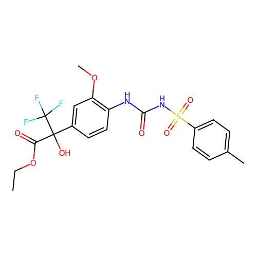 ethyl 3,3,3-trifluoro-2-hydroxy-2-(3-methoxy-4-(3-tosylureido)phenyl)propanoate structure