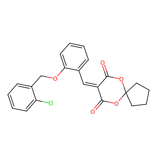 8-(2-((2-Chlorobenzyl)oxy)benzylidene)-6,10-dioxaspiro[4.5]decane-7,9-dione structure