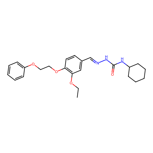 (2E)-N-cyclohexyl-2-[3-ethoxy-4-(2-phenoxyethoxy)benzylidene]hydrazinecarboxamide structure