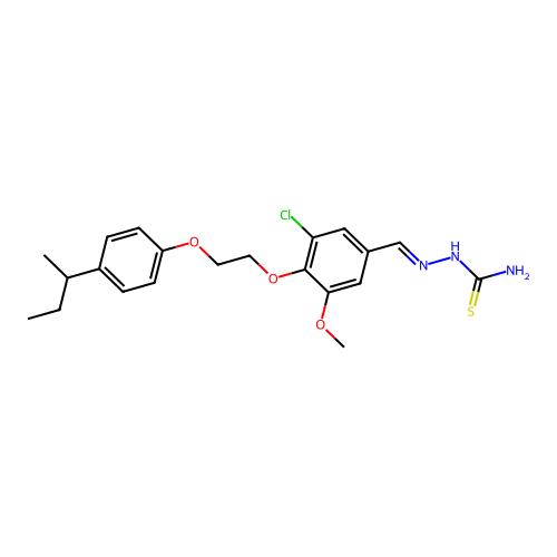 (2E)-2-(4-{2-[4-(butan-2-yl)phenoxy]ethoxy}-3-chloro-5-methoxybenzylidene)hydrazinecarbothioamide structure