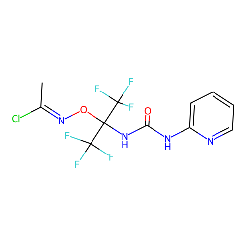 (1E)-N-[1,1,1,3,3,3-hexafluoro-2-(pyridin-2-ylcarbamoylamino)propan-2-yl]oxyethanimidoyl chloride structure