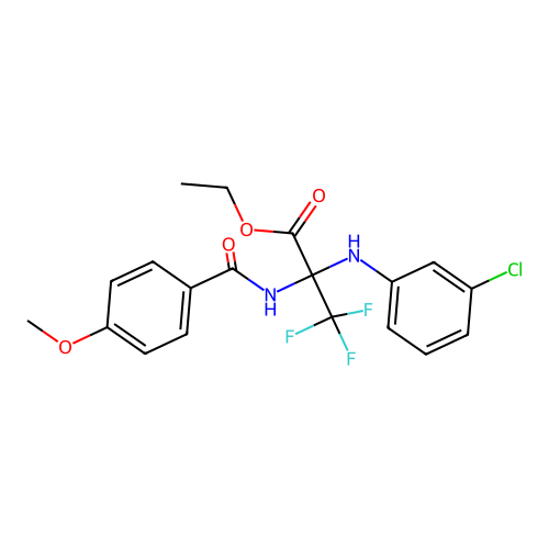 ethyl 2-[(3-chlorophenyl)amino]-3,3,3-trifluoro-N-[(4-methoxyphenyl)carbonyl]alaninate structure