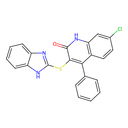 3-(1H-benzimidazol-2-ylsulfanyl)-7-chloro-4-phenylquinolin-2-ol structure