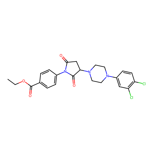 ethyl 4-(3-(4-(3,4-dichlorophenyl)piperazin-1-yl)-2,5-dioxopyrrolidin-1-yl)benzoate structure
