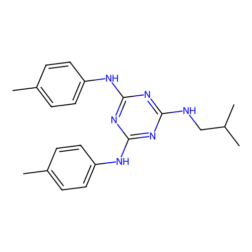 N2-isobutyl-N4,N6-di-p-tolyl-1,3,5-triazine-2,4,6-triamine structure